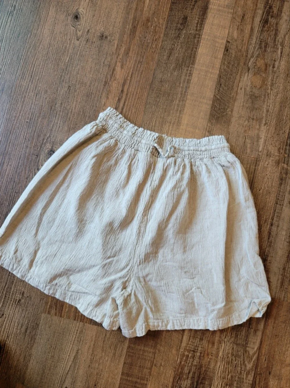 Raya Sun Linen Cotton Cream Tan Shorts
